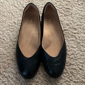 alizer natur black leather ballet flats size women’s 7